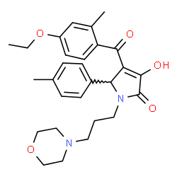 ChemSpider 2D Image | 4-(4-Ethoxy-2-methylbenzoyl)-3-hydroxy-5-(4-methylphenyl)-1-[3-(4-morpholinyl)propyl]-1,5-dihydro-2H-pyrrol-2-one | C28H34N2O5