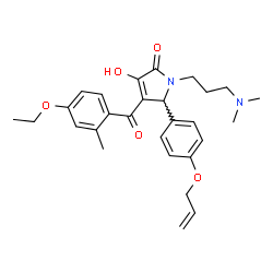 ChemSpider 2D Image | 5-[4-(Allyloxy)phenyl]-1-[3-(dimethylamino)propyl]-4-(4-ethoxy-2-methylbenzoyl)-3-hydroxy-1,5-dihydro-2H-pyrrol-2-one | C28H34N2O5