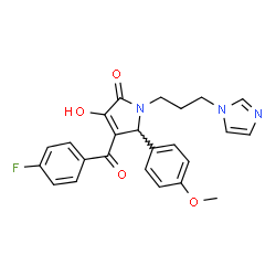 ChemSpider 2D Image | 4-(4-Fluorobenzoyl)-3-hydroxy-1-[3-(1H-imidazol-1-yl)propyl]-5-(4-methoxyphenyl)-1,5-dihydro-2H-pyrrol-2-one | C24H22FN3O4