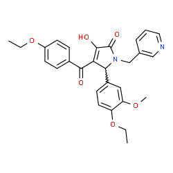 ChemSpider 2D Image | 4-(4-Ethoxybenzoyl)-5-(4-ethoxy-3-methoxyphenyl)-3-hydroxy-1-(3-pyridinylmethyl)-1,5-dihydro-2H-pyrrol-2-one | C28H28N2O6