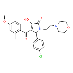 ChemSpider 2D Image | 5-(4-Chlorophenyl)-3-hydroxy-4-(4-methoxy-2-methylbenzoyl)-1-[2-(4-morpholinyl)ethyl]-1,5-dihydro-2H-pyrrol-2-one | C25H27ClN2O5