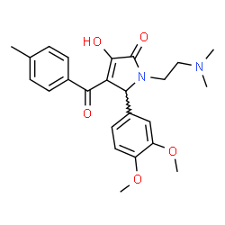 ChemSpider 2D Image | 5-(3,4-Dimethoxyphenyl)-1-[2-(dimethylamino)ethyl]-3-hydroxy-4-(4-methylbenzoyl)-1,5-dihydro-2H-pyrrol-2-one | C24H28N2O5
