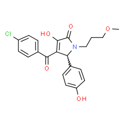 ChemSpider 2D Image | 4-(4-Chlorobenzoyl)-3-hydroxy-5-(4-hydroxyphenyl)-1-(3-methoxypropyl)-1,5-dihydro-2H-pyrrol-2-one | C21H20ClNO5