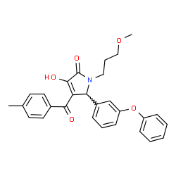 ChemSpider 2D Image | 3-Hydroxy-1-(3-methoxypropyl)-4-(4-methylbenzoyl)-5-(3-phenoxyphenyl)-1,5-dihydro-2H-pyrrol-2-one | C28H27NO5