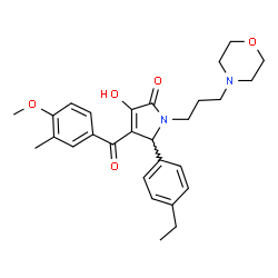 ChemSpider 2D Image | 5-(4-Ethylphenyl)-3-hydroxy-4-(4-methoxy-3-methylbenzoyl)-1-[3-(4-morpholinyl)propyl]-1,5-dihydro-2H-pyrrol-2-one | C28H34N2O5