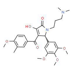 ChemSpider 2D Image | 1-[3-(Dimethylamino)propyl]-3-hydroxy-4-(4-methoxy-3-methylbenzoyl)-5-(3,4,5-trimethoxyphenyl)-1,5-dihydro-2H-pyrrol-2-one | C27H34N2O7