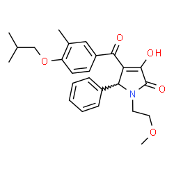 ChemSpider 2D Image | 3-Hydroxy-4-(4-isobutoxy-3-methylbenzoyl)-1-(2-methoxyethyl)-5-phenyl-1,5-dihydro-2H-pyrrol-2-one | C25H29NO5