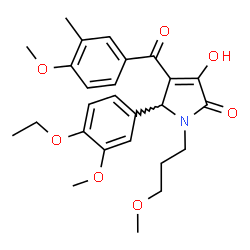 ChemSpider 2D Image | 5-(4-Ethoxy-3-methoxyphenyl)-3-hydroxy-4-(4-methoxy-3-methylbenzoyl)-1-(3-methoxypropyl)-1,5-dihydro-2H-pyrrol-2-one | C26H31NO7