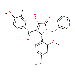 ChemSpider 2D Image | 5-(2,4-Dimethoxyphenyl)-3-hydroxy-4-(4-methoxy-3-methylbenzoyl)-1-(3-pyridinylmethyl)-1,5-dihydro-2H-pyrrol-2-one | C27H26N2O6