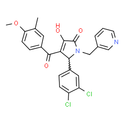 ChemSpider 2D Image | 5-(3,4-Dichlorophenyl)-3-hydroxy-4-(4-methoxy-3-methylbenzoyl)-1-(3-pyridinylmethyl)-1,5-dihydro-2H-pyrrol-2-one | C25H20Cl2N2O4