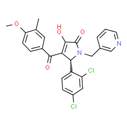 ChemSpider 2D Image | 5-(2,4-Dichlorophenyl)-3-hydroxy-4-(4-methoxy-3-methylbenzoyl)-1-(3-pyridinylmethyl)-1,5-dihydro-2H-pyrrol-2-one | C25H20Cl2N2O4