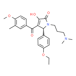 ChemSpider 2D Image | 1-[3-(Dimethylamino)propyl]-5-(4-ethoxyphenyl)-3-hydroxy-4-(4-methoxy-3-methylbenzoyl)-1,5-dihydro-2H-pyrrol-2-one | C26H32N2O5