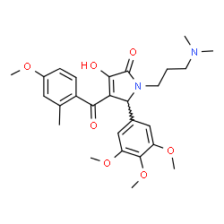 ChemSpider 2D Image | 1-[3-(Dimethylamino)propyl]-3-hydroxy-4-(4-methoxy-2-methylbenzoyl)-5-(3,4,5-trimethoxyphenyl)-1,5-dihydro-2H-pyrrol-2-one | C27H34N2O7