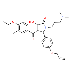 ChemSpider 2D Image | 5-[4-(Allyloxy)phenyl]-1-[3-(dimethylamino)propyl]-4-(4-ethoxy-3-methylbenzoyl)-3-hydroxy-1,5-dihydro-2H-pyrrol-2-one | C28H34N2O5