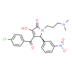 ChemSpider 2D Image | 4-(4-Chlorobenzoyl)-1-[3-(dimethylamino)propyl]-3-hydroxy-5-(3-nitrophenyl)-1,5-dihydro-2H-pyrrol-2-one | C22H22ClN3O5