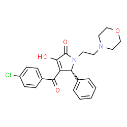 ChemSpider 2D Image | 4-(4-Chlorobenzoyl)-3-hydroxy-1-[2-(4-morpholinyl)ethyl]-5-phenyl-1,5-dihydro-2H-pyrrol-2-one | C23H23ClN2O4