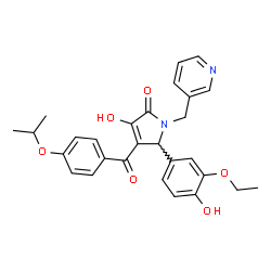 ChemSpider 2D Image | 5-(3-Ethoxy-4-hydroxyphenyl)-3-hydroxy-4-(4-isopropoxybenzoyl)-1-(3-pyridinylmethyl)-1,5-dihydro-2H-pyrrol-2-one | C28H28N2O6