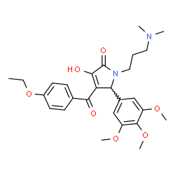 ChemSpider 2D Image | 1-[3-(Dimethylamino)propyl]-4-(4-ethoxybenzoyl)-3-hydroxy-5-(3,4,5-trimethoxyphenyl)-1,5-dihydro-2H-pyrrol-2-one | C27H34N2O7