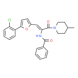 ChemSpider 2D Image | N-[(1Z)-1-[5-(2-Chlorophenyl)-2-furyl]-3-(4-methyl-1-piperidinyl)-3-oxo-1-propen-2-yl]benzamide | C26H25ClN2O3
