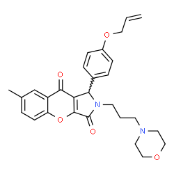 ChemSpider 2D Image | 1-[4-(Allyloxy)phenyl]-7-methyl-2-[3-(4-morpholinyl)propyl]-1,2-dihydrochromeno[2,3-c]pyrrole-3,9-dione | C28H30N2O5