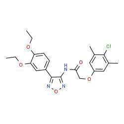 ChemSpider 2D Image | 2-(4-Chloro-3,5-dimethylphenoxy)-N-[4-(3,4-diethoxyphenyl)-1,2,5-oxadiazol-3-yl]acetamide | C22H24ClN3O5