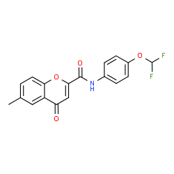 ChemSpider 2D Image | N-[4-(Difluoromethoxy)phenyl]-6-methyl-4-oxo-4H-chromene-2-carboxamide | C18H13F2NO4