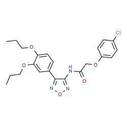 ChemSpider 2D Image | 2-(4-Chlorophenoxy)-N-[4-(3,4-dipropoxyphenyl)-1,2,5-oxadiazol-3-yl]acetamide | C22H24ClN3O5