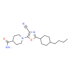 ChemSpider 2D Image | 1-[2-(4-Butylcyclohexyl)-4-cyano-1,3-oxazol-5-yl]-4-piperidinecarboxamide | C20H30N4O2
