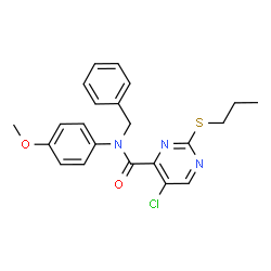 ChemSpider 2D Image | N-Benzyl-5-chloro-N-(4-methoxyphenyl)-2-(propylsulfanyl)-4-pyrimidinecarboxamide | C22H22ClN3O2S