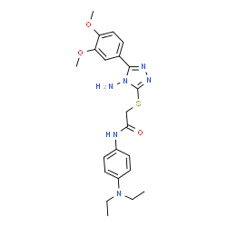 ChemSpider 2D Image | 2-{[4-Amino-5-(3,4-dimethoxyphenyl)-4H-1,2,4-triazol-3-yl]sulfanyl}-N-[4-(diethylamino)phenyl]acetamide | C22H28N6O3S