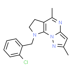 ChemSpider 2D Image | 8-(2-Chlorobenzyl)-2,5-dimethyl-7,8-dihydro-6H-pyrazolo[1,5-a]pyrrolo[3,2-e]pyrimidine | C17H17ClN4