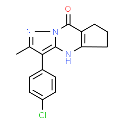 ChemSpider 2D Image | 3-(4-Chloro-phenyl)-2-methyl-4,5,6,7-tetrahydro-cyclopenta[d]pyrazolo[1,5-a]pyrimidin-8-one | C16H14ClN3O