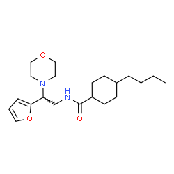 ChemSpider 2D Image | 4-Butyl-N-[2-(2-furyl)-2-(4-morpholinyl)ethyl]cyclohexanecarboxamide | C21H34N2O3