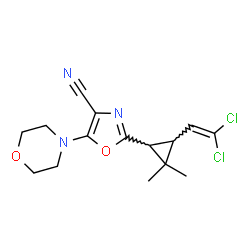ChemSpider 2D Image | 2-[3-(2,2-Dichlorovinyl)-2,2-dimethylcyclopropyl]-5-(4-morpholinyl)-1,3-oxazole-4-carbonitrile | C15H17Cl2N3O2