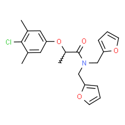 ChemSpider 2D Image | 2-(4-Chloro-3,5-dimethylphenoxy)-N,N-bis(2-furylmethyl)propanamide | C21H22ClNO4