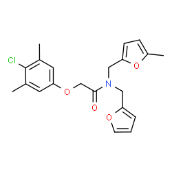 ChemSpider 2D Image | 2-(4-Chloro-3,5-dimethylphenoxy)-N-(2-furylmethyl)-N-[(5-methyl-2-furyl)methyl]acetamide | C21H22ClNO4
