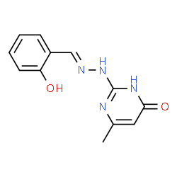 ChemSpider 2D Image | 2-[(2E)-2-(2-Hydroxybenzylidene)hydrazino]-6-methylpyrimidin-4-ol | C12H12N4O2
