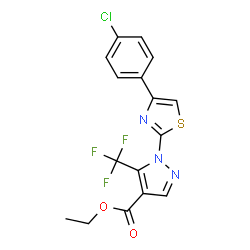 ChemSpider 2D Image | Ethyl 1-[4-(4-chlorophenyl)-2-thiazolyl]-5-trifluoromethyl-1H-pyrazole-4-carboxylate | C16H11ClF3N3O2S