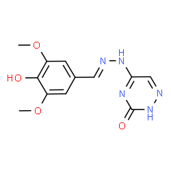 ChemSpider 2D Image | 5-[(2E)-2-(4-Hydroxy-3,5-dimethoxybenzylidene)hydrazino]-1,2,4-triazin-3(2H)-one | C12H13N5O4