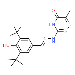 ChemSpider 2D Image | 3-[(2E)-2-(3,5-Di-tert-butyl-4-hydroxybenzylidene)hydrazino]-6-methyl-1,2,4-triazin-5(4H)-one | C19H27N5O2