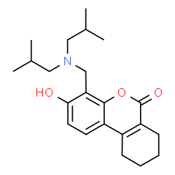 ChemSpider 2D Image | 4-[(Diisobutylamino)methyl]-3-hydroxy-7,8,9,10-tetrahydro-6H-benzo[c]chromen-6-one | C22H31NO3