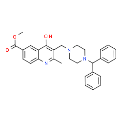 ChemSpider 2D Image | Methyl 3-{[4-(diphenylmethyl)-1-piperazinyl]methyl}-4-hydroxy-2-methyl-6-quinolinecarboxylate | C30H31N3O3