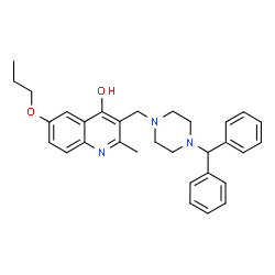 ChemSpider 2D Image | 3-{[4-(Diphenylmethyl)-1-piperazinyl]methyl}-2-methyl-6-propoxy-4-quinolinol | C31H35N3O2