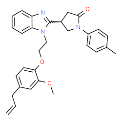 ChemSpider 2D Image | 4-{1-[2-(4-Allyl-2-methoxyphenoxy)ethyl]-1H-benzimidazol-2-yl}-1-(4-methylphenyl)-2-pyrrolidinone | C30H31N3O3