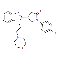 ChemSpider 2D Image | 1-(4-Fluorophenyl)-4-{1-[2-(4-morpholinyl)ethyl]-1H-benzimidazol-2-yl}-2-pyrrolidinone | C23H25FN4O2