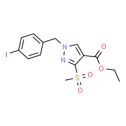 ChemSpider 2D Image | Ethyl 1-(4-iodobenzyl)-3-(methylsulfonyl)-1H-pyrazole-4-carboxylate | C14H15IN2O4S