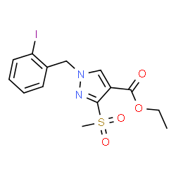 ChemSpider 2D Image | Ethyl 1-(2-iodobenzyl)-3-(methylsulfonyl)-1H-pyrazole-4-carboxylate | C14H15IN2O4S