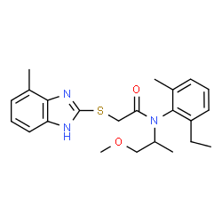 ChemSpider 2D Image | N-(2-Ethyl-6-methylphenyl)-N-(1-methoxy-2-propanyl)-2-[(4-methyl-1H-benzimidazol-2-yl)sulfanyl]acetamide | C23H29N3O2S