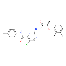 ChemSpider 2D Image | 5-Chloro-2-{2-[2-(2,3-dimethylphenoxy)propanoyl]hydrazino}-N-(4-methylphenyl)-4-pyrimidinecarboxamide | C23H24ClN5O3