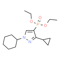 ChemSpider 2D Image | Diethyl (1-cyclohexyl-3-cyclopropyl-1H-pyrazol-4-yl)phosphonate | C16H27N2O3P